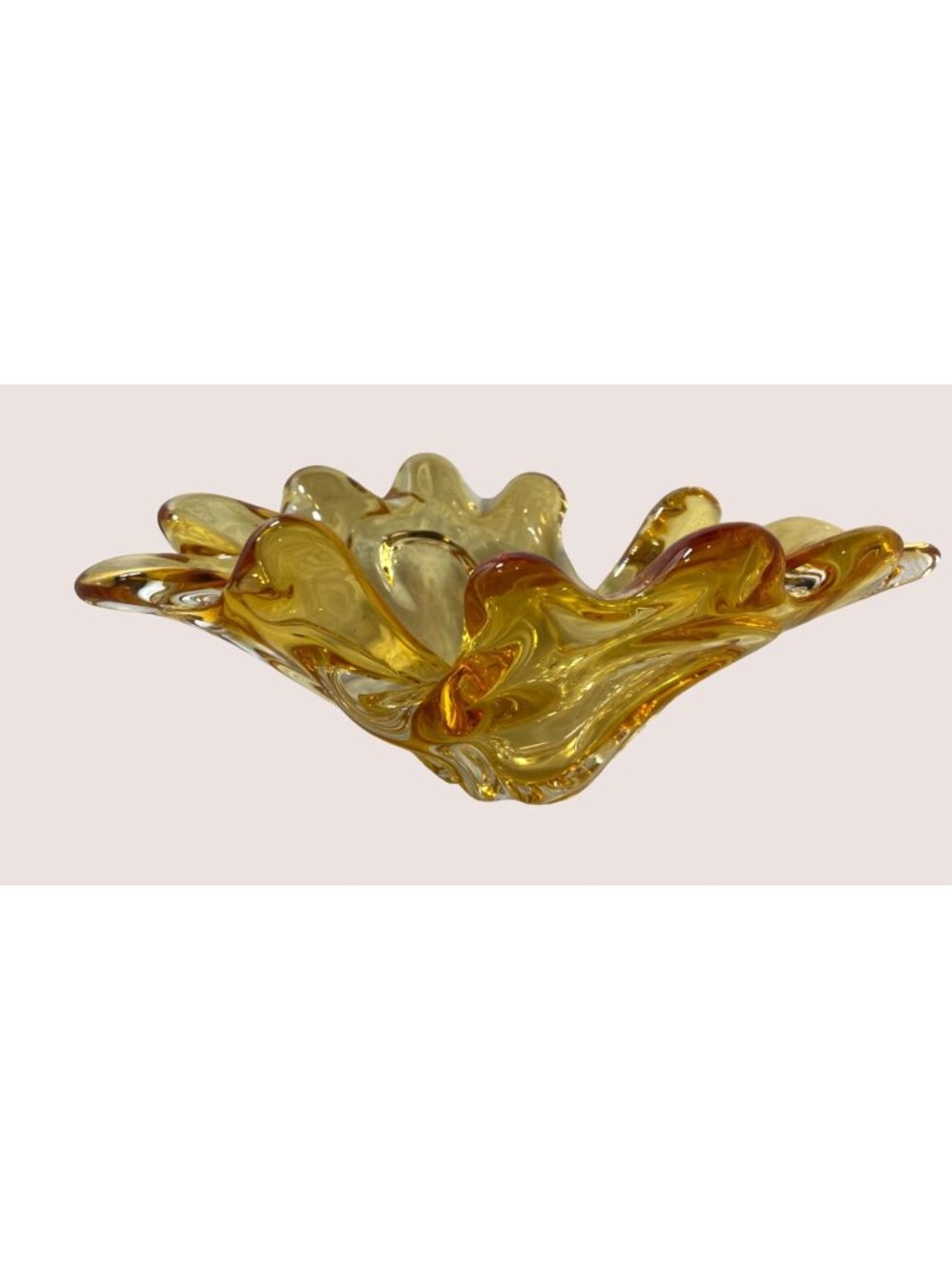 Gold Art Glass Signed Chalet Canada Pulled Finger Make up Brush Holder Desk Pen